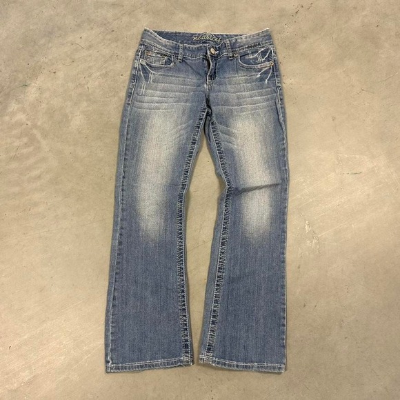 American Vintage Denim - Y2K Dark Wash Flared Bootcut Wide Leg Fall Essential Low Rise‎ Woman's Jeans